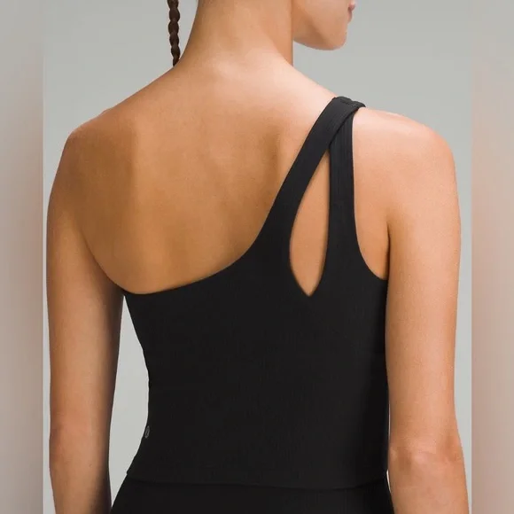 Lululemon Ribbed Nulu Asymmetrical Yoga Tank Top in Black Size 2 - Picture 9 of 9